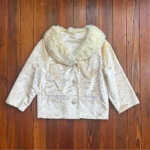 Vintage 50s/60s Styled by Winter crop fur collar coat jacket Small